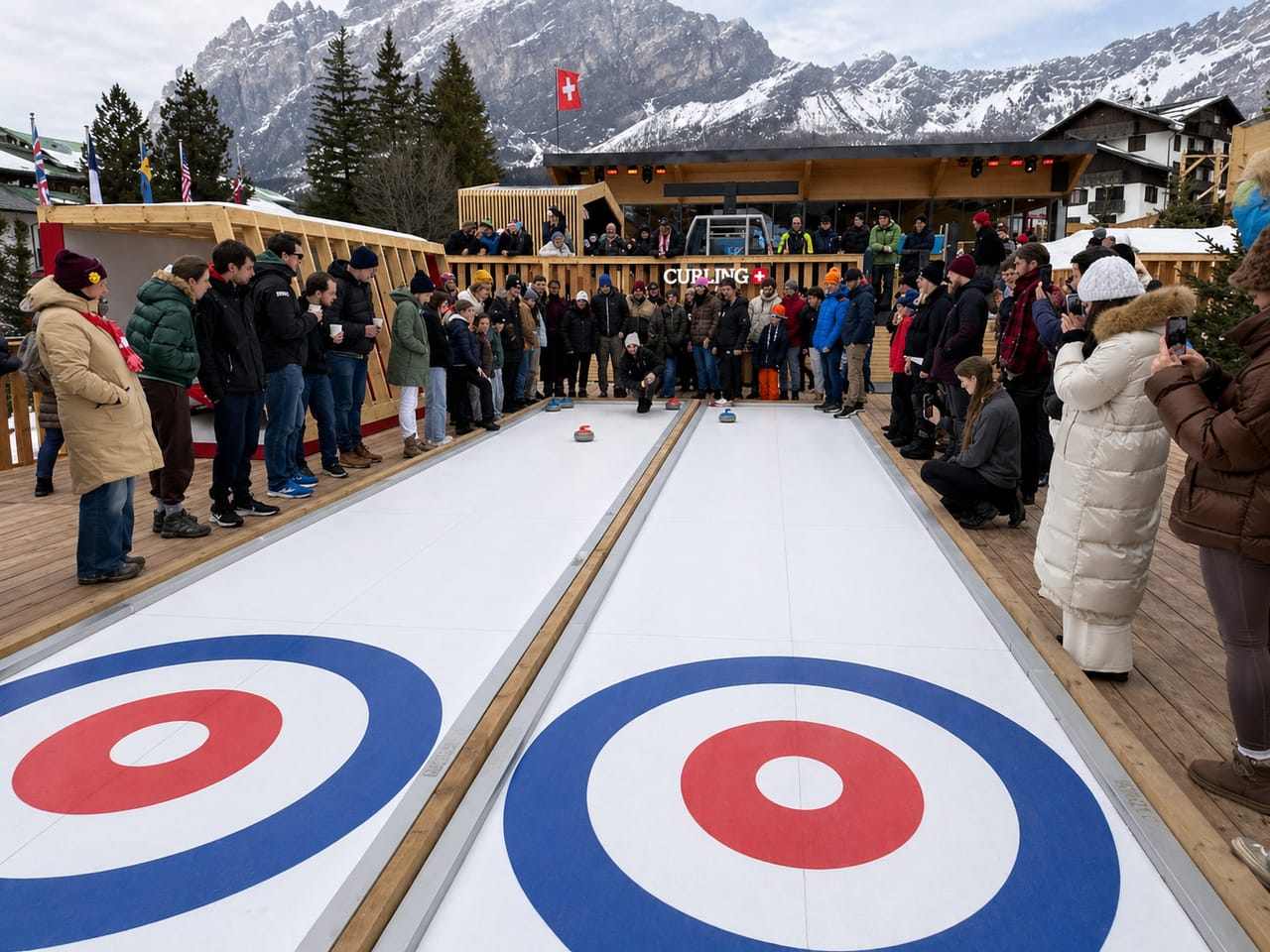 Curling na syntetycznym lodzie Glice podczas Zimowych Igrzysk Olimpijskich w Cortinie