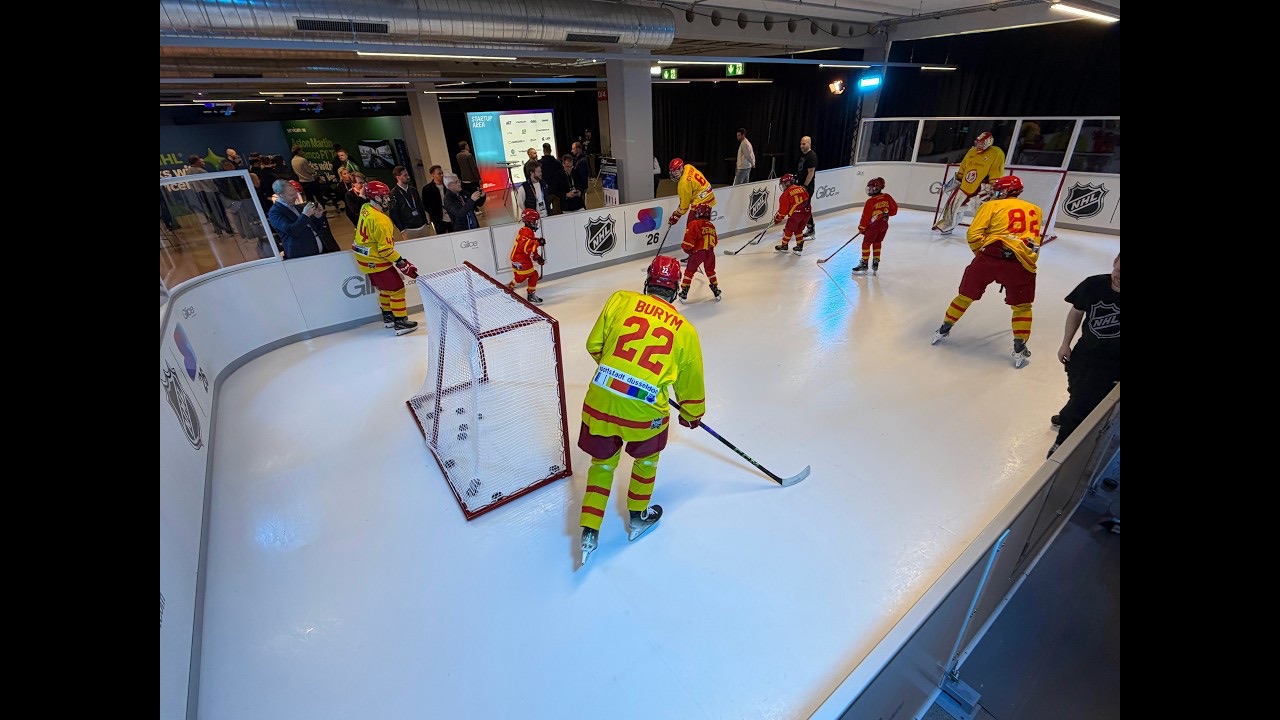 Düsseldorfer EG-spillere på Glice-banen på Sports Innovation Conference 2026