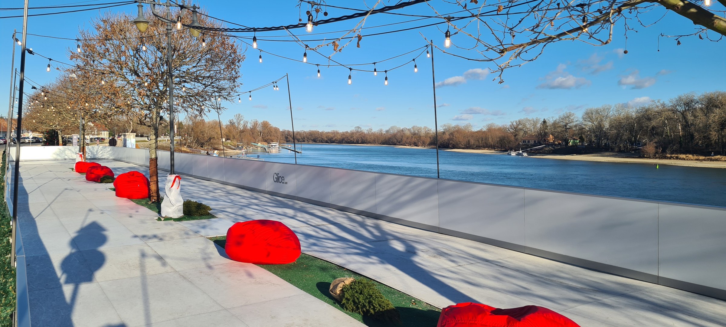 Riverside skating rink in Szentendre, with panoramic views of the Danube