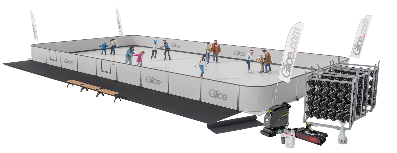 Complete Rental Rink 20 x 10m, 3D view of the full rental package