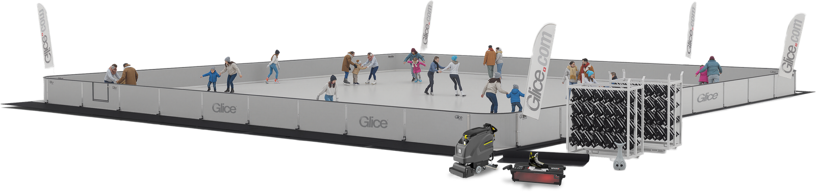 Complete Rental Rink in a custom size, 3D view