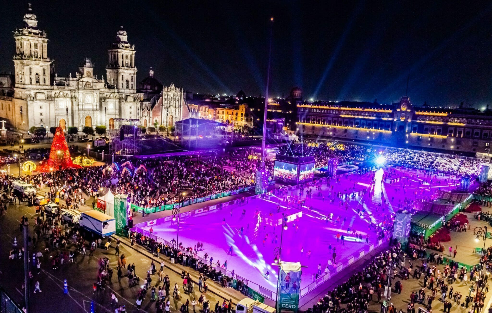 Inauguracja dużego syntetycznego lodowiska Glice w Mexico City