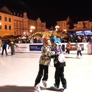 Portable Synthetic Ice Rink At Christmas Market