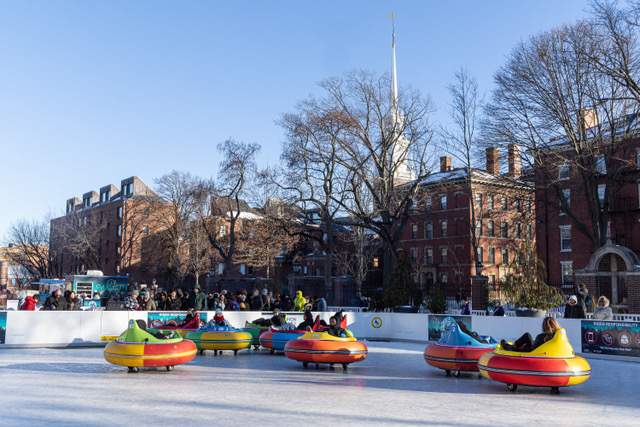 How Harvard Transformed a Campus Plaza Into a Winter Wonderland — With Synthetic Ice and Bumper Cars | Glice
