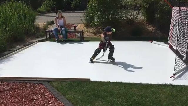 6-Year-Old from Switzerland Practicing Hockey at Home on Glice® Synthetic Ice Pad