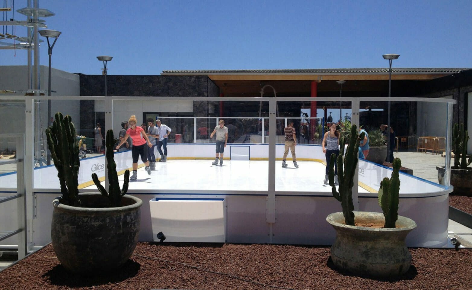 Artificial ice rink mini arena outdoors