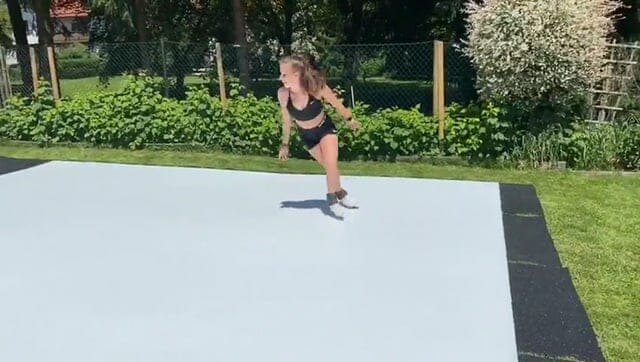 Bavarian Figure Skating Champion Jessi Practices on Glice Synthetic Ice Backyard Rink