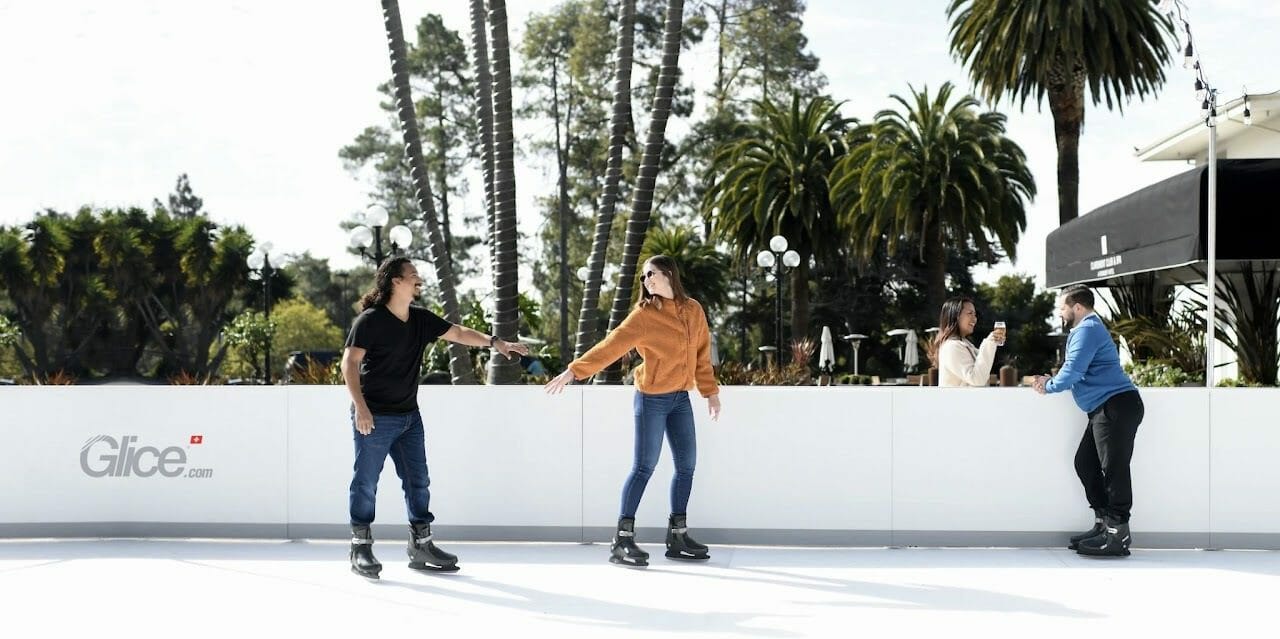 People ice skating together