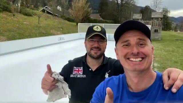 Glice Synthetic Ice Mini Arena in Swiss Backyard