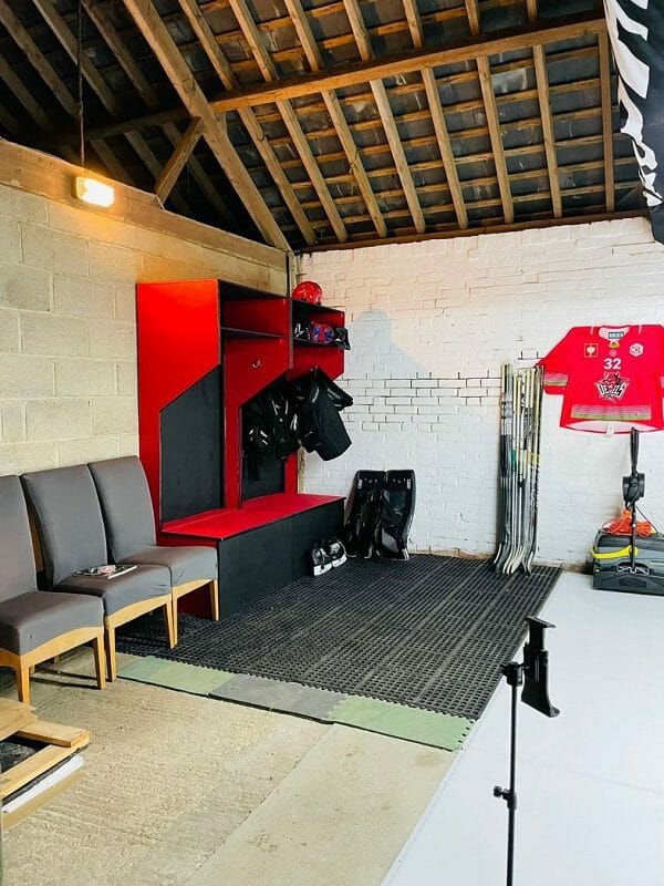Lounge area at goalie training center