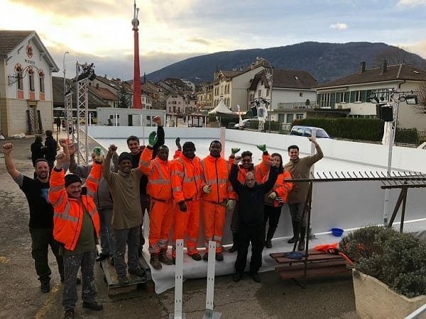 Teamwork: Glice® Synthetic Ice Rink Installation in Boudry, Switzerland