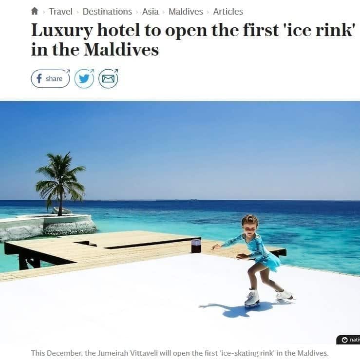Glice® Synthetic Ice Rink in the Maldives Covered by The Telegraph