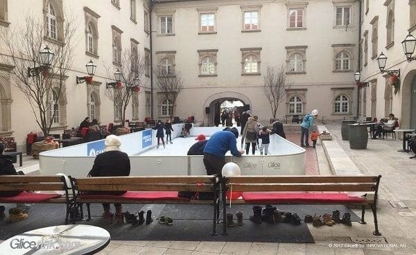 Glice® Synthetic Ice Rink with Symbolic Character in Prestigious Croatian Courtyard