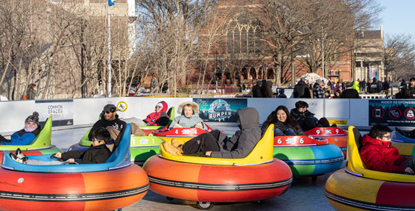 How Harvard Transformed a Campus Plaza Into a Winter Wonderland — With Synthetic Ice and Bumper Cars