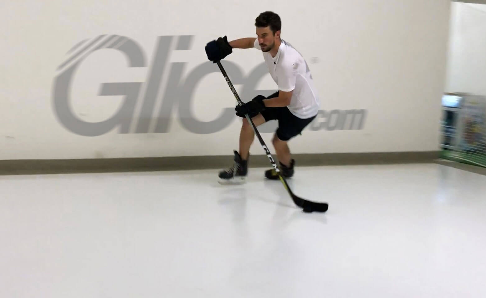 NHL Star Roman Josi practicing on synthetic ice rink