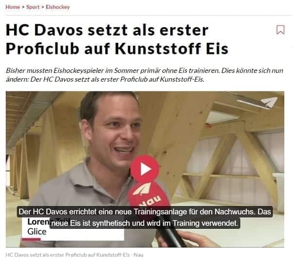 Nau.ch berichtet über Glice® Kunsteisfeld beim HC Davos