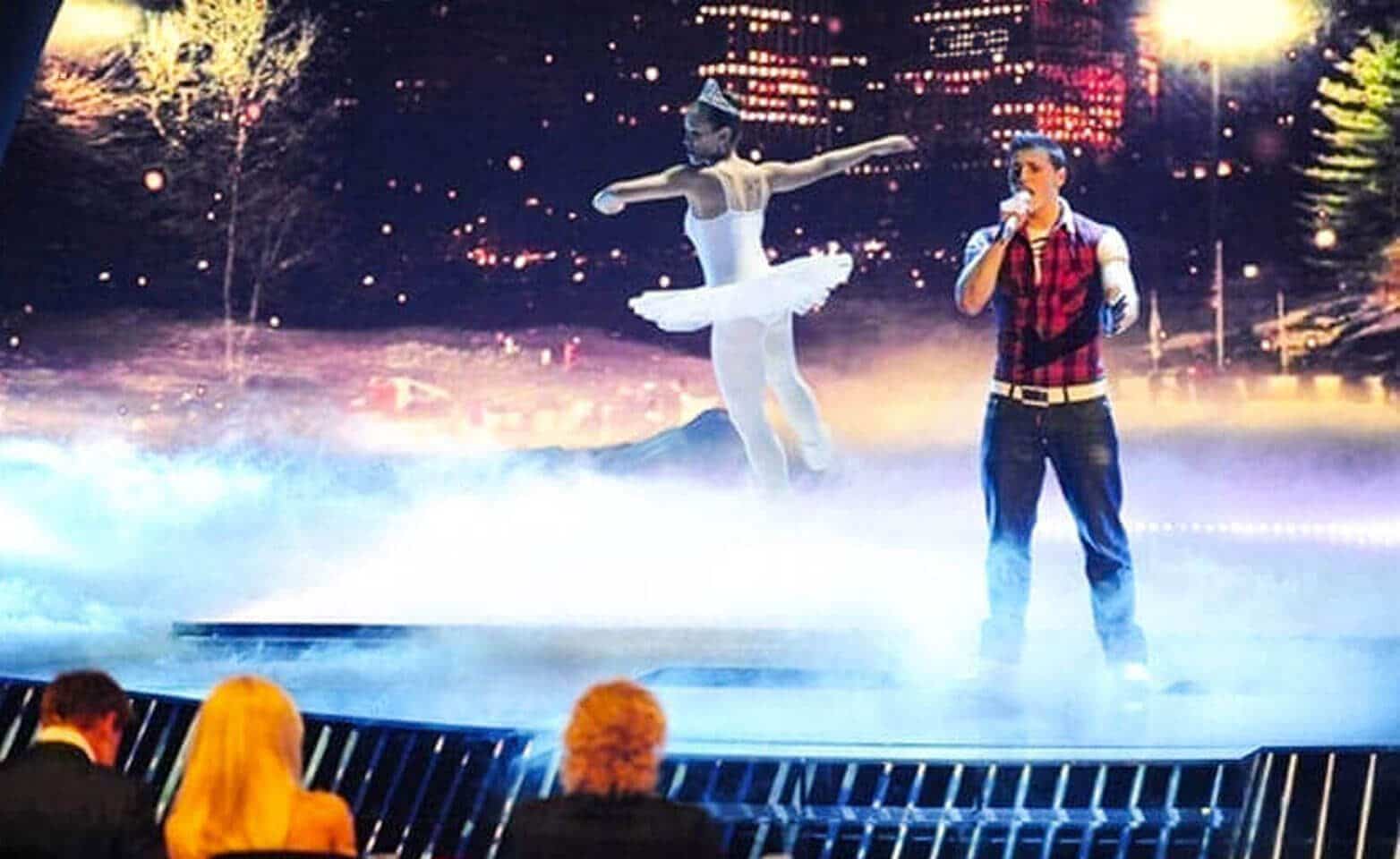 Synthetic ice rink used for figure skating performance on German TV show