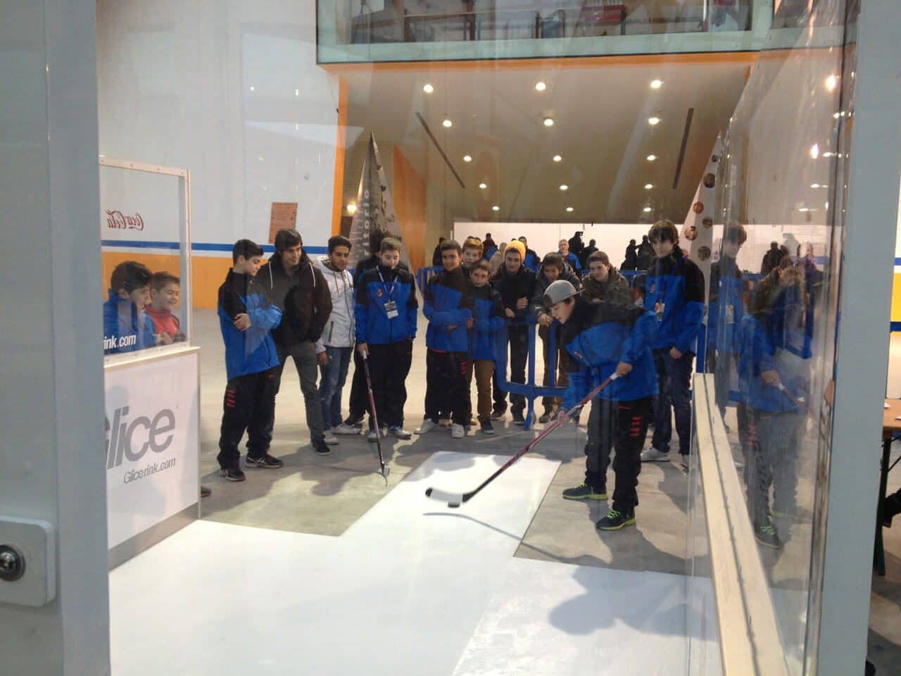 Synthetic ice slapshot station event