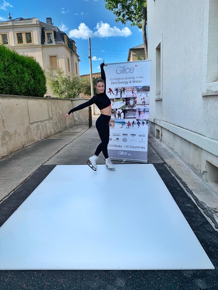 Arriving to the Event with Her Own Synthetic Ice Glice Rink – A New Era for Figure Skater Patricia Kühne