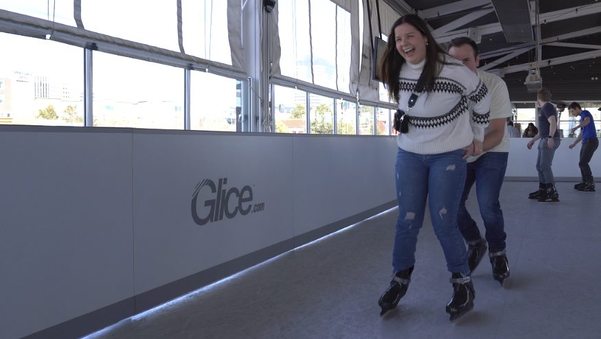 Couple ice skating