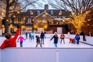 People skating on outdoor ice-rink