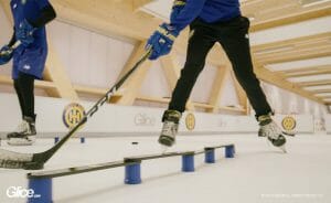 Stick handling on synthetic ice